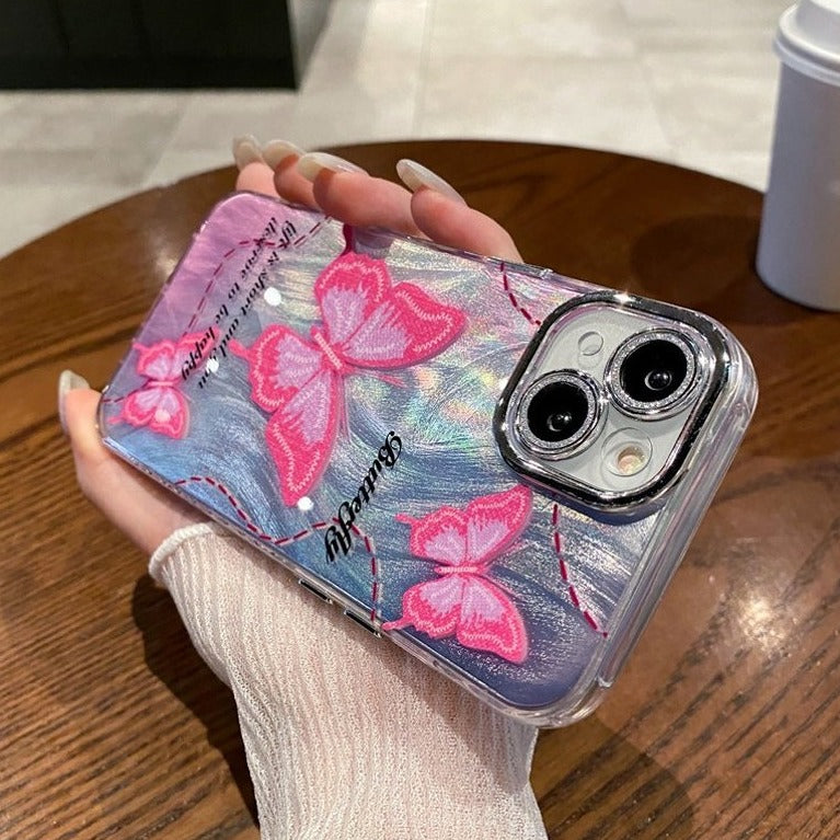 Butterfly Cute Iphone Cases 12 Pro Max Glossy Glitter Butterfly Shell