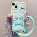 Fresh Mint Polka Dot Bow Case