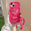 Shimmering Ribbon Bow Heart Glitter Case