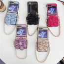 Luxury Leather Flower Case With Strap - Samsung