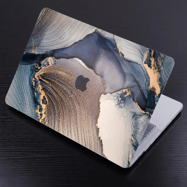 Glossy Marble Pattern MacBook Case - Dark Grey Marble