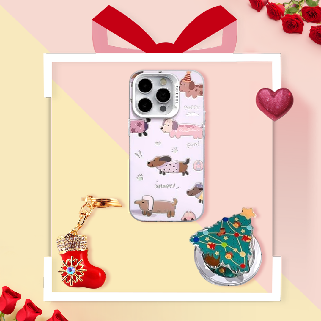 Cheerful Pup Doodles Case 3-in-1 Combo