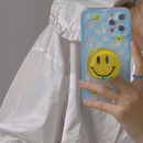 Checkerboard Cartoon Bling Smiley Phone Gripper Case