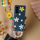 Flower Pattern Case with Pearl Bracelet - Samsung