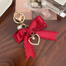 Classy Pleated Ribbon Heart Keychain