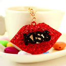 Glamorous Sparkle KISS Lips Keychain