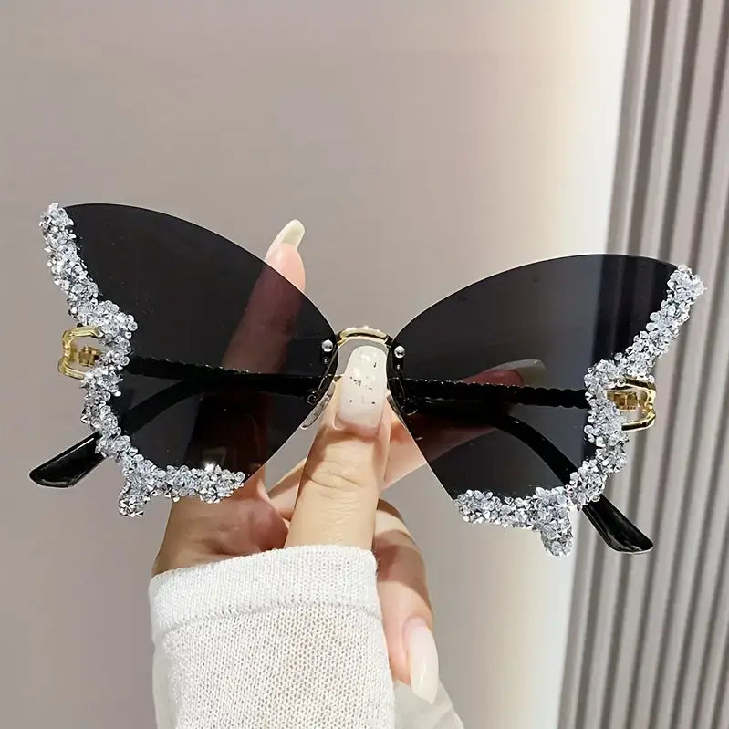 butterfly goggles Glam Fly Crystal Butterfly Wing Sunglasses