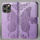 Embossed Butterfly Leather Flip Wallet Case - Peeperly
