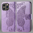 Embossed Butterfly Leather Flip Wallet Case