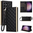 Elegant Quilted Wallet Case with Strap - Samsung