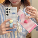 Cute Plaid Heart Ring Case - Samsung