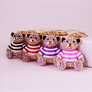 Cute Diamond Full Striped Bear Keychain