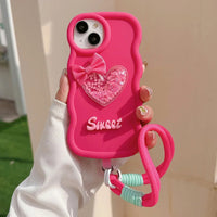 Shimmering Ribbon Bow Heart Glitter Case