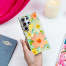 Luxury Rhinestone Oil Painting Flower Case - Samsung