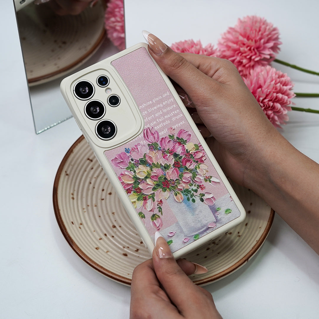 Floral Phone Pink And White Phone Case Flower Painting Phone Case