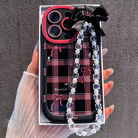 Punk Chic Plaid Bow Charm Case