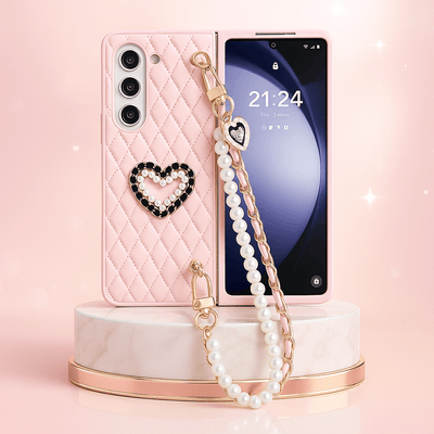 Galaxy Z Fold Series Elegant Pearl Charm Quilted Case - Peeperly