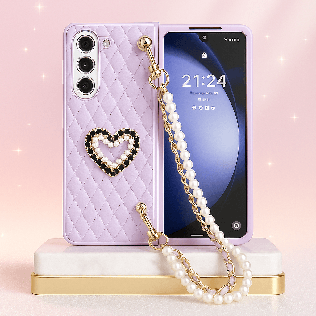 Galaxy Z Fold Series Elegant Pearl Charm Quilted Case - Peeperly