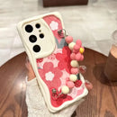 Galaxy S26 Series Blush Floral Beaded Wrist Case