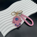 Blush Evil Eye Hamsa Hand Keychain