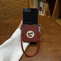 Galaxy Z Flip Series Woven Texture Cherry Strap Case