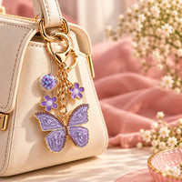 Amethyst Bloom Butterfly Keychain