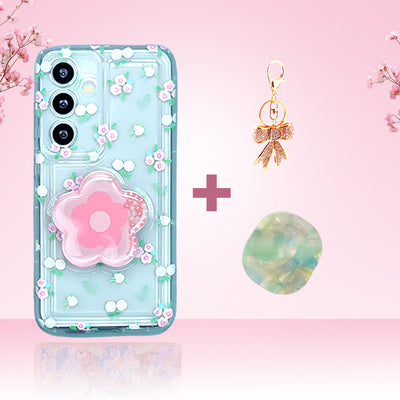 Cute Korean Floral Phone Gripper Case 3-in-1 Combo - Samsung