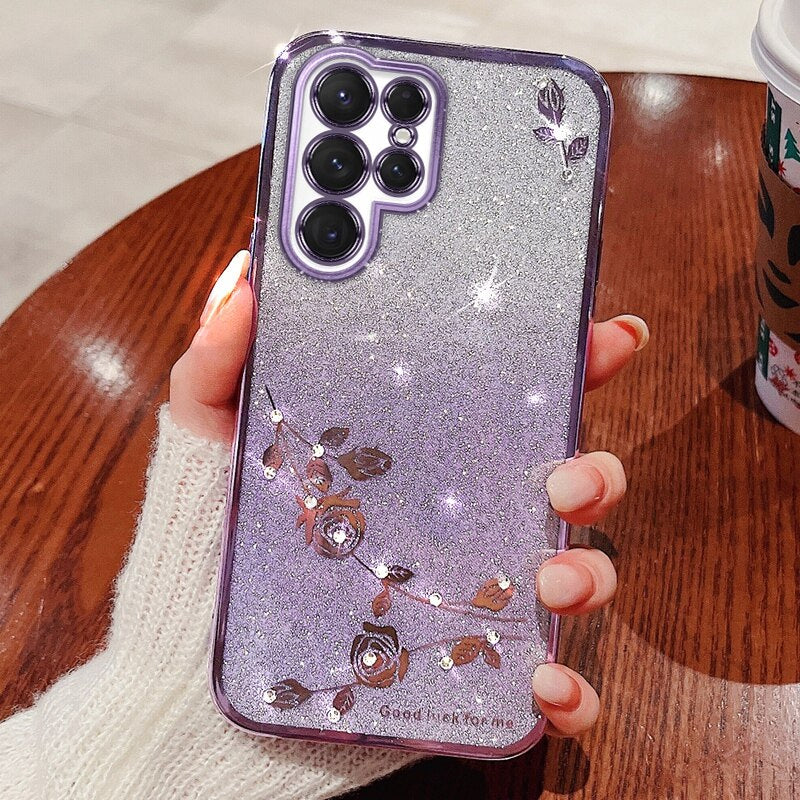 Enchanted Rose Glitter Case - Samsung