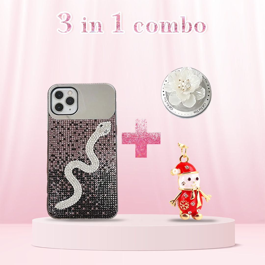 Rhinestone Serpent Chic Case 3-in-1 Combo