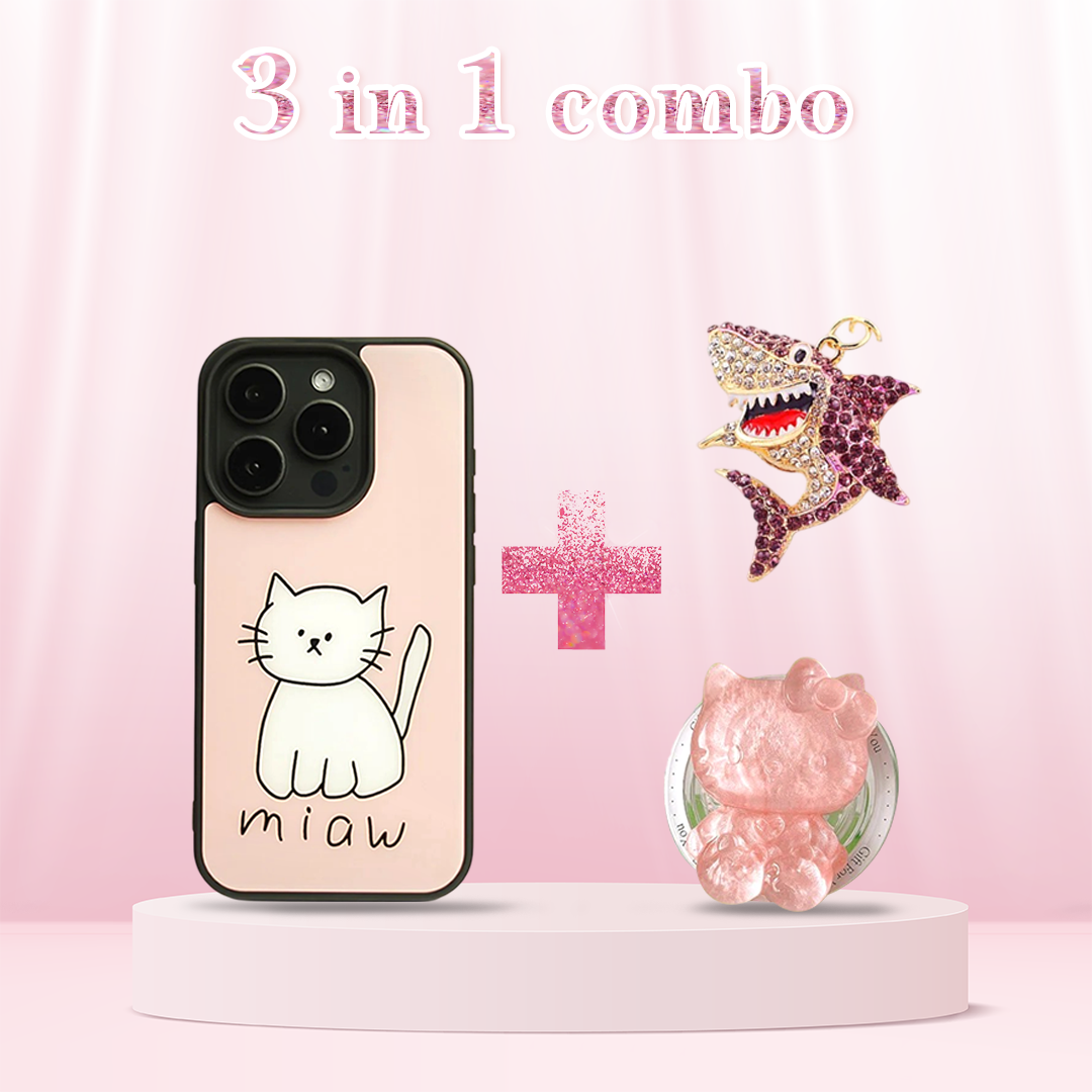 Cuddly Feline Cat Design Case 3-in-1 Combo