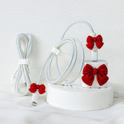 Bowknot Design Wire Charger Protector Set