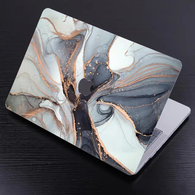 Glossy Marble Pattern MacBook Case - Titanium Grey Marble