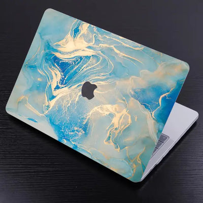Glossy Marble Pattern MacBook Case - Ocean Blue Marble