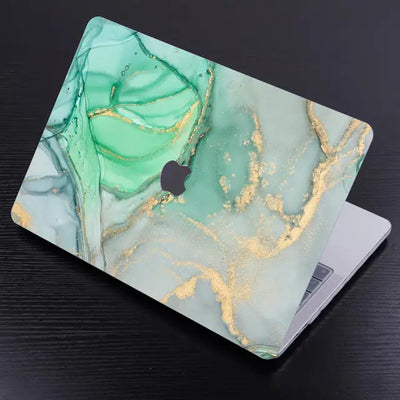 Glossy Marble Pattern MacBook Case - Green Marble