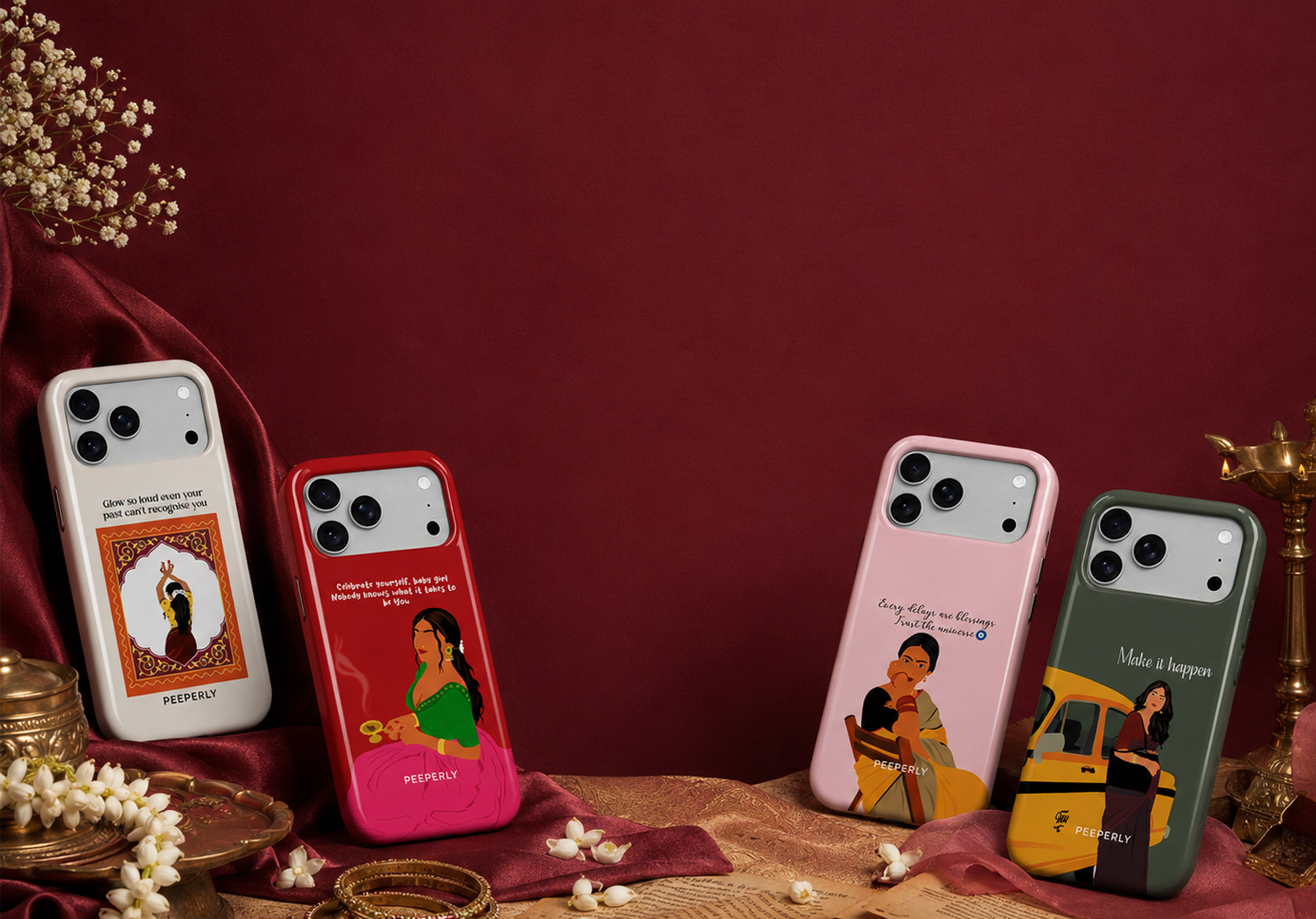 Matching Slay Macha phone cases and powerbanks