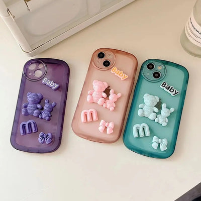 3D Bear Bliss Design Mobile Case