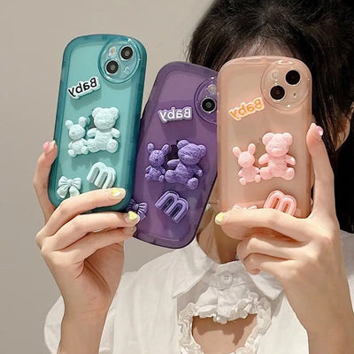 3D Bear Bliss Design Mobile Case
