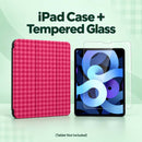 Berry Gingham iPad Case With Tempered Glass
