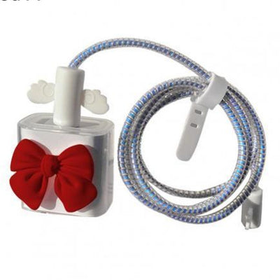 Bowknot Design Wire Charger Protector Set