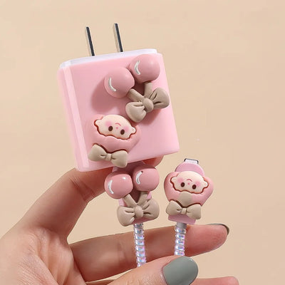 Cartoon Cherry Girl Charger And Cable Cover