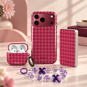 Berry Gingham 4 In 1 Combo Crystal Case