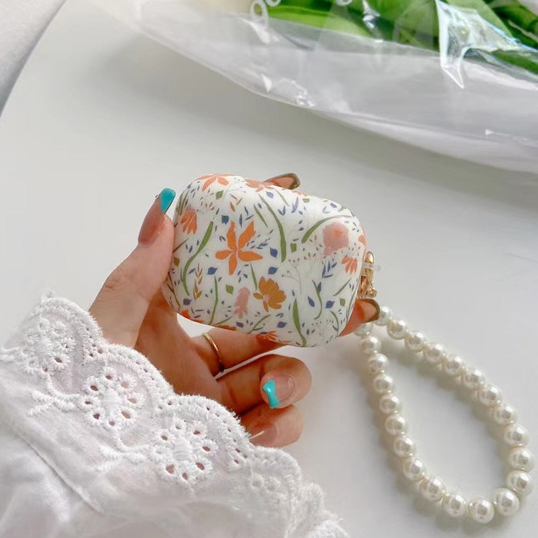 Flower Print Pearl Bracelet Case - AirPods 3