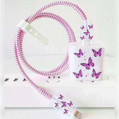 Butterfly Print Wire And Charger Case