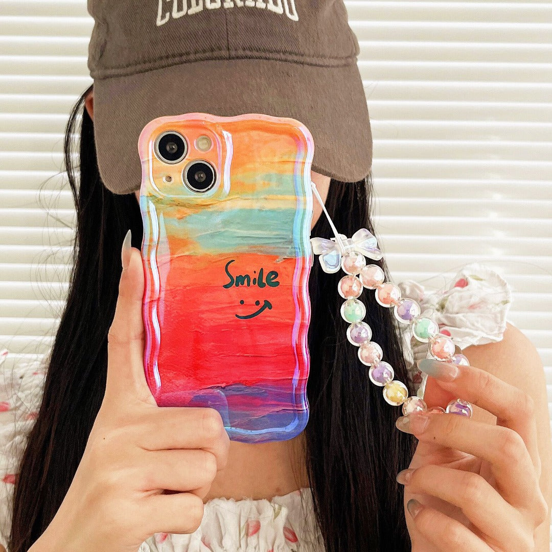 Joyful Rainbow Smiley Phone Case With Bracelet