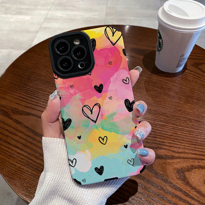 WaterColor Brushed Hearts Case