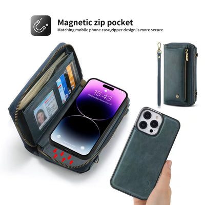 Crossbody Zipper Pocket Card Slot Phone Case - iPhone