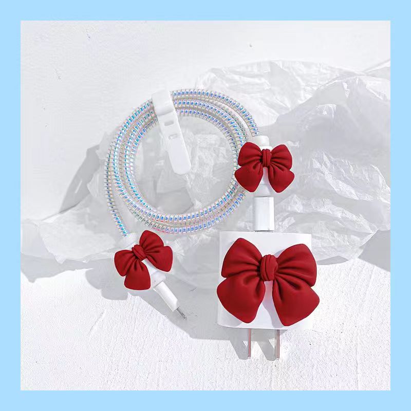 Bowknot Design Wire Charger Protector Set