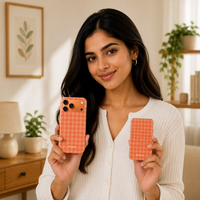 Apricot Plaid Case With Powerbank