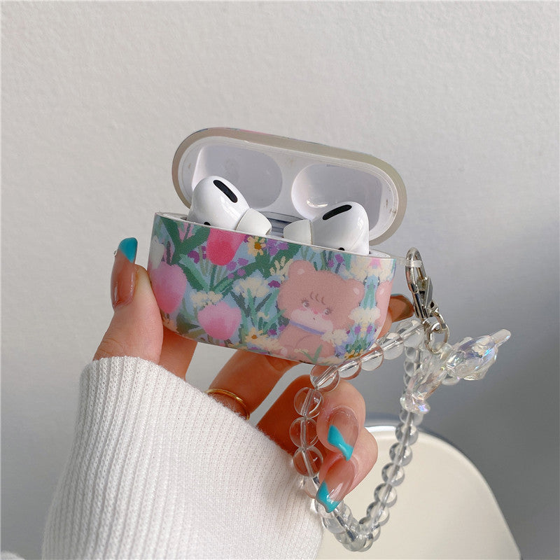 Flower Print With Bear Bracelet Case - AirPods Pro 2