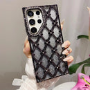 Galaxy S26 Series Lattice Grid Glam Rhinestone Glitter Case